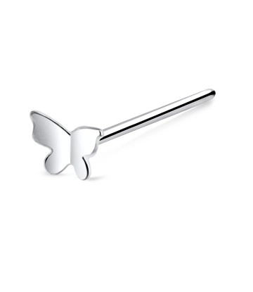 Butterfly Shaped Silver Straight Nose Stud NSKA-130